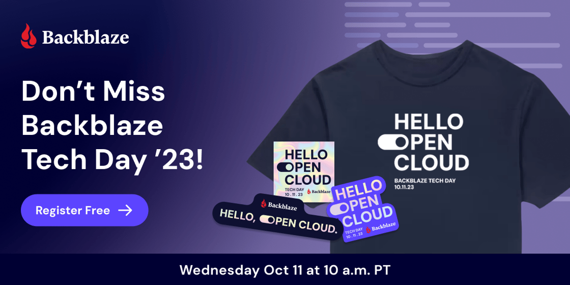 Backblaze Tech Day is October 11